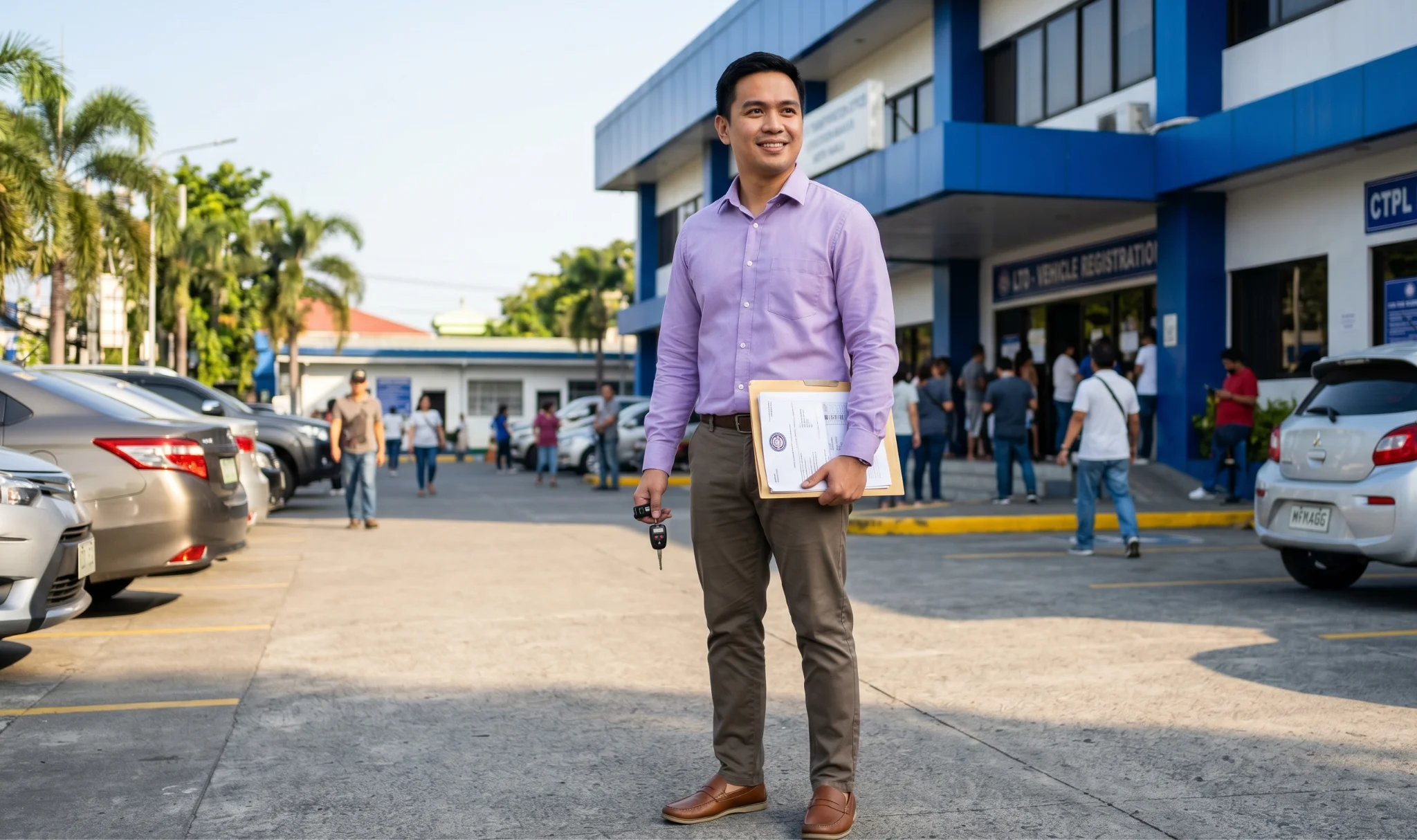 Filipino driver completing LTO registration with CTPL insurance