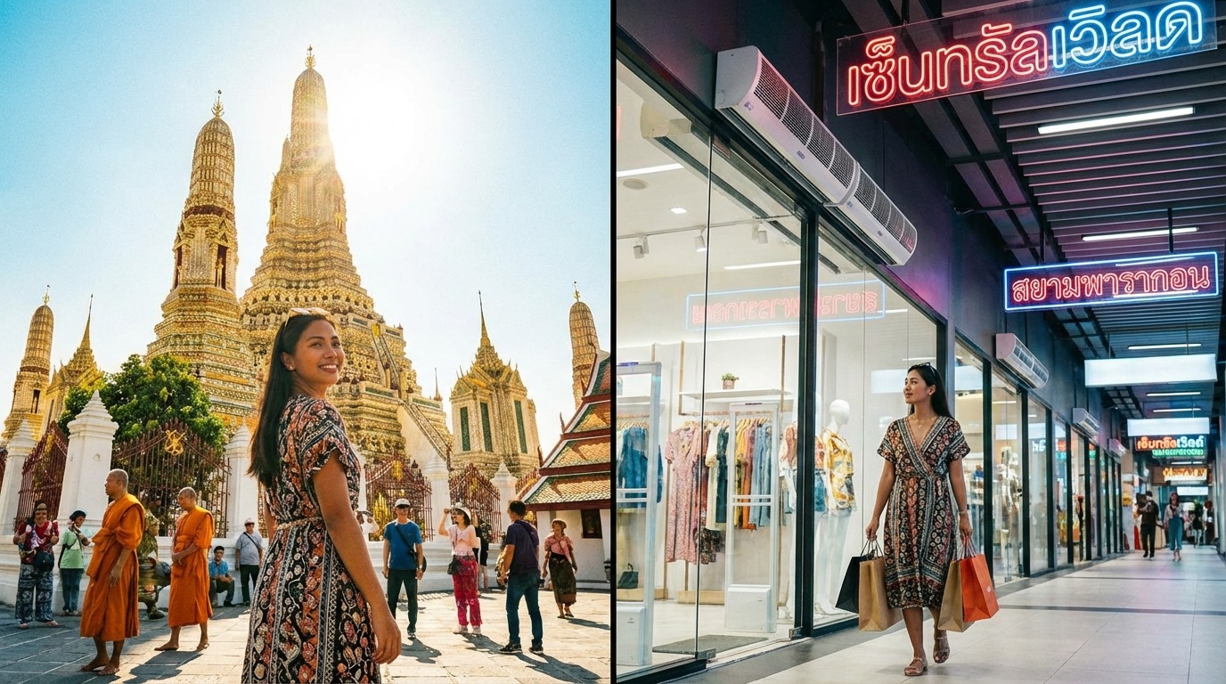 Bangkok offers a mix of historic landmarks, food markets, and modern shopping districts.