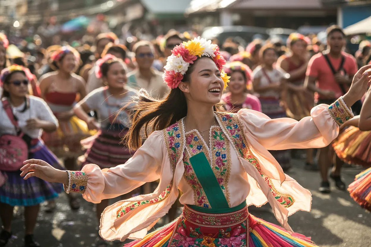 A photograph capturing a young woman participating in the Pamuhuan Festival.