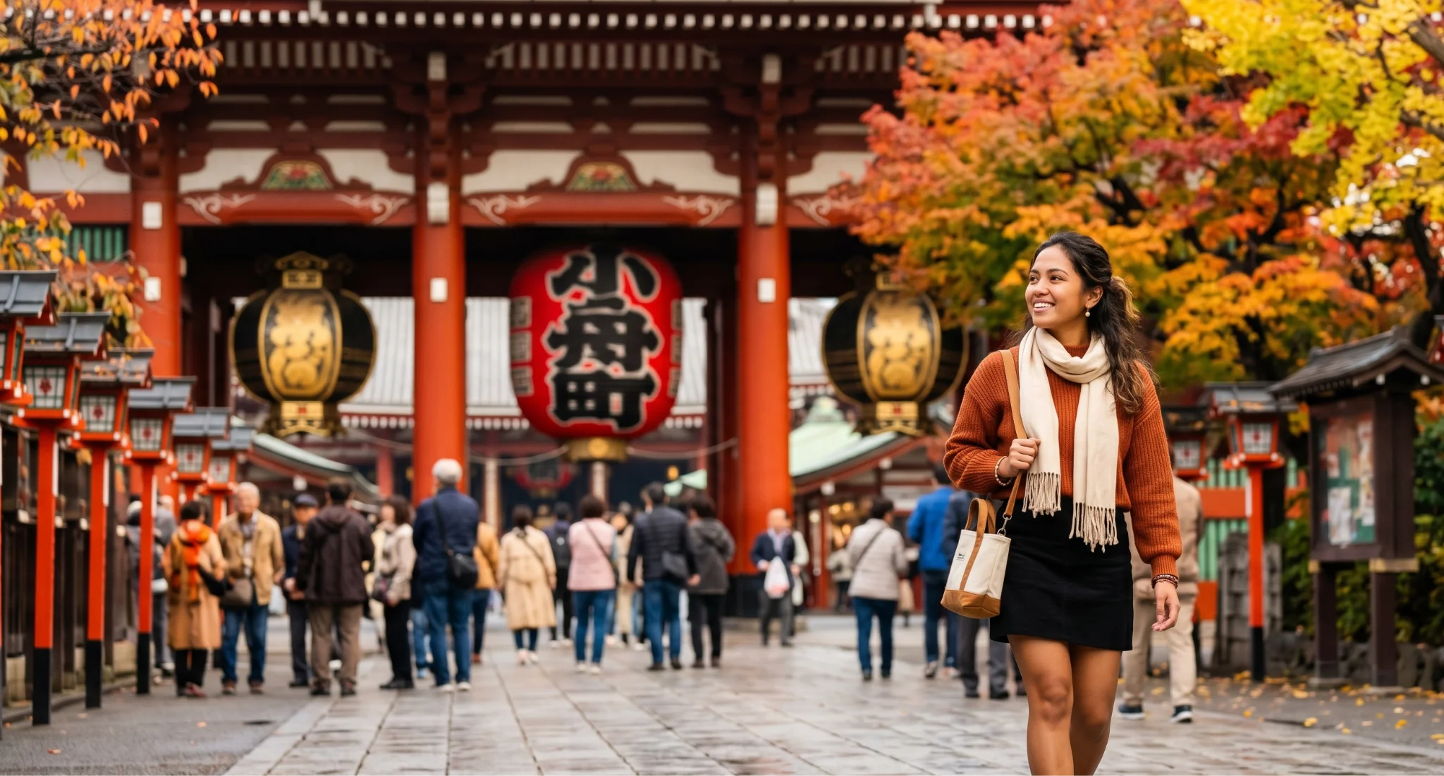 Filipino woman at Senso-ji temple in Tokyo Japan
